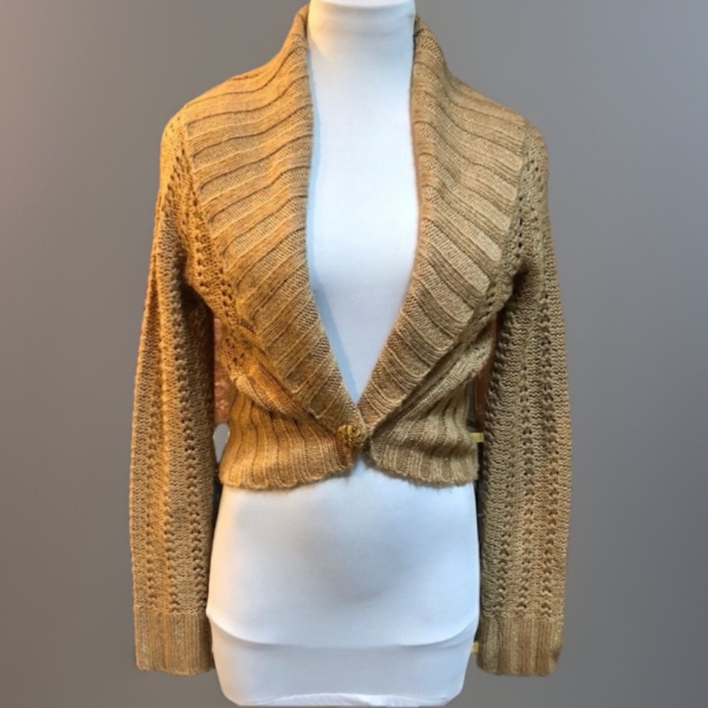 Light Brown Cropped Cardigan Sweater Jacket